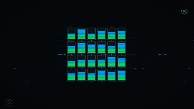Futuristic Data Dashboard with Battery Level Indicators