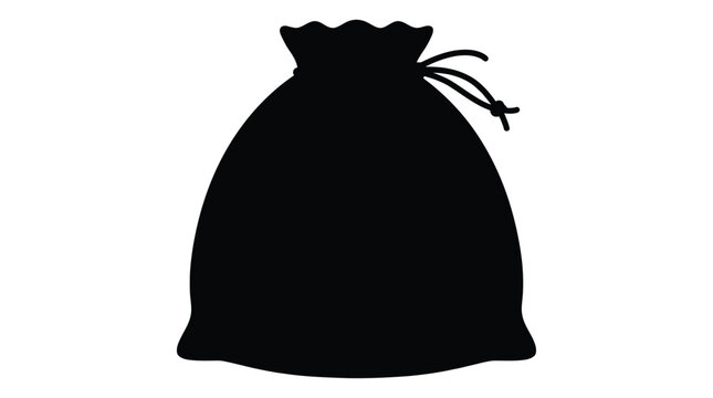 drawstring bag silhouette on white background sack pouch container storage black icon