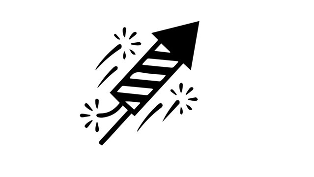 Rocket, firework, explosive icon, black, dynamic symbol