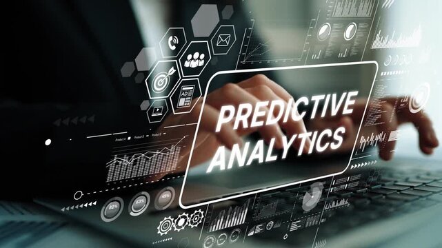 Businessman Using Technology for Predictive Analytics Data Analysis and Visualization in Modern Office Environment. Asymptotic smart data analytic.