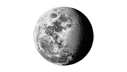 Detailed moon surface with craters and maria, isolated on transparent background © Sorin