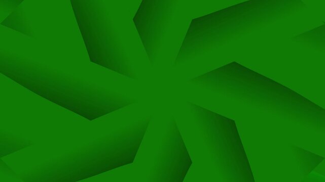 Green geometric shapes form a complex pattern on a white background