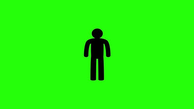 Professional 4K footage of a male gentleman full body icon character silhouette bouncing cleanly. Great public wayfinding graphic for mall restroom sign.