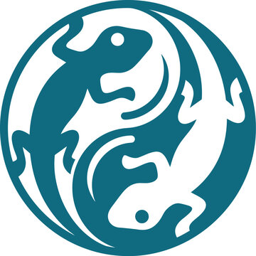 World lizard day vector icon perfect geometric yin yang balance symbol created two interlocking minimalist lizard silhouette white background