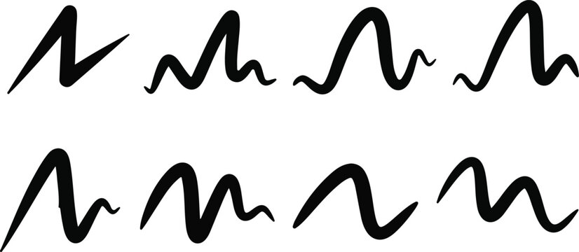 Hand drawn brushstroke lines two rows of black ink waves