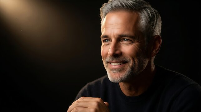 Portrait of a handsome mature man with grey hair