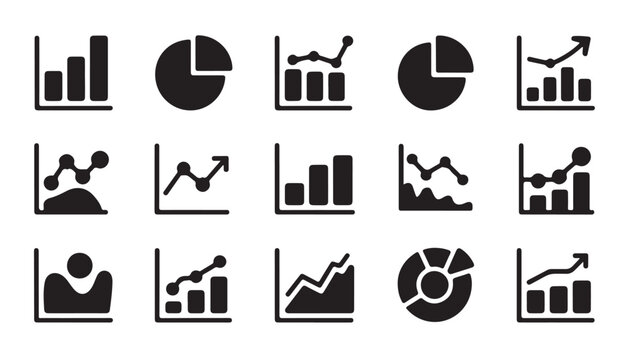 Set of graph icons. chart and diagram, infographic elements. business data analysis symbols.