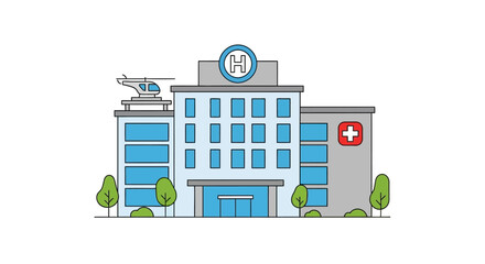 Obraz premium Flat design illustration of a modern hospital building exterior