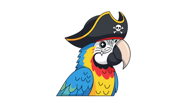 Pirate Parrot Macaw Cartoon Bird with Hat