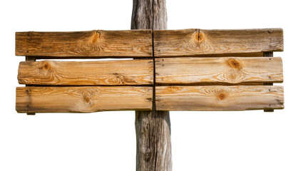 Rustic wooden signpost with six planks, isolated on transparent background © Luca