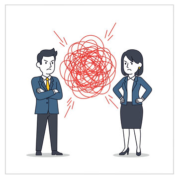 Business conflict: two people arguing, emotional tension