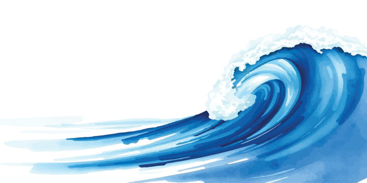 Abstract blue watercolor ocean wave illustration with watercolor painting crashing abstract creative illustration movement backdrop artistic decorative minimalist splashed seascape