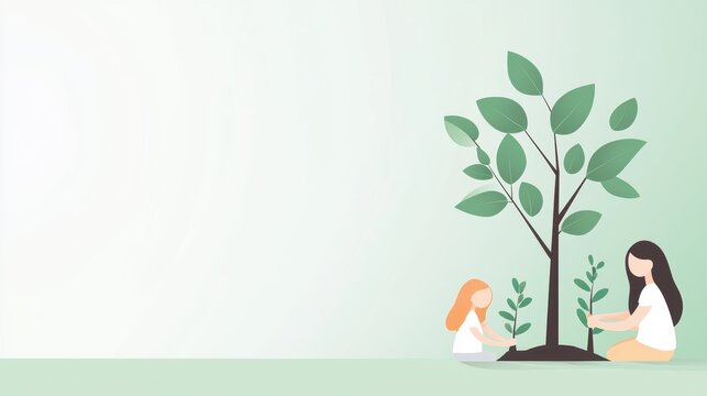 Community Group of volunteers planting trees together in a park, promoting environmental awareness.