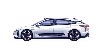 Fototapeta premium Sleek White Autonomous Electric Station Wagon Car, Future Technology