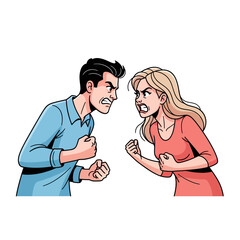 Fototapeta premium Angry Couple Fighting, Furious Man and Woman Arguing, Relationship Conflict
