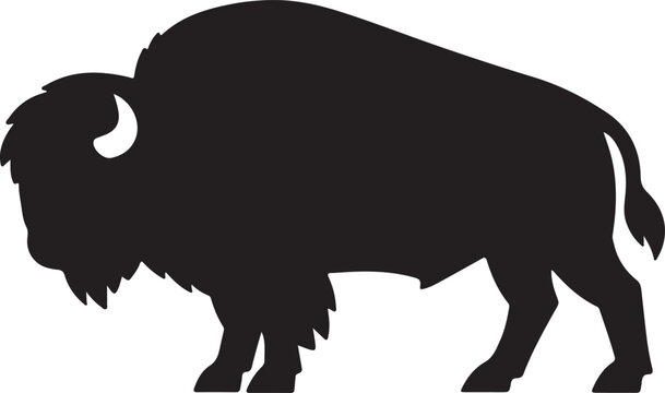Black silhouette bison standing strong