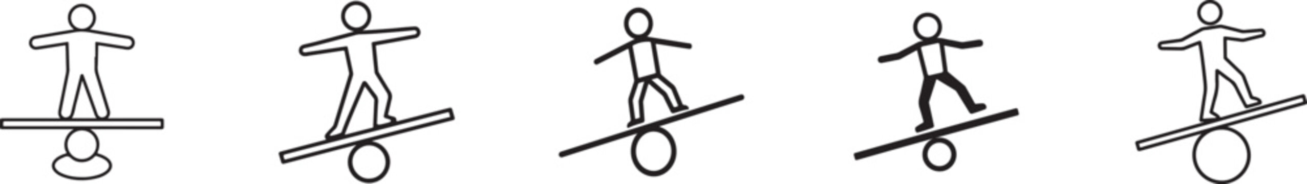 Balancing icon set in filled, outline and stroke styles. Vector symbols for web, mobile and UI.