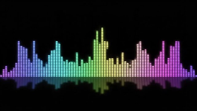 Colorful digital audio waveform spectrum equalizer visualizer animation