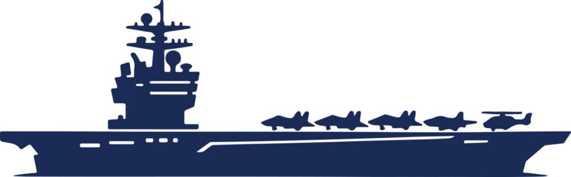 Navy aircraft carrier with fighter jets and helicopter