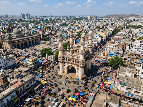 aerial view of charminar hyderabad india