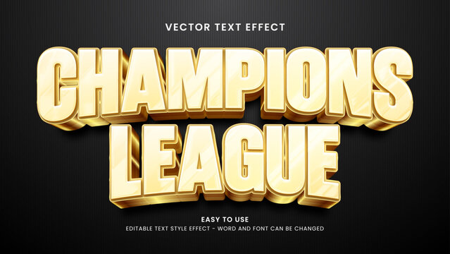 champions league editable text effect 3d vector