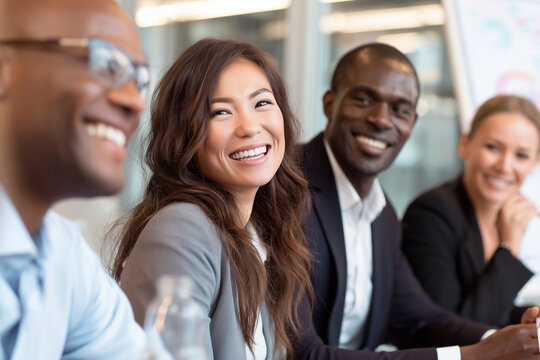 Female businesswoman CEO, resilient visionary manager, startup growth meeting, diverse team energy, innovation leadership success