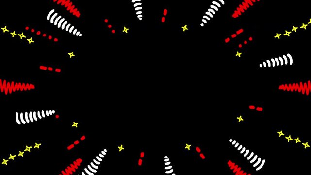 Cute Doodle Radial Lines Background on Alpha Channel - red and white