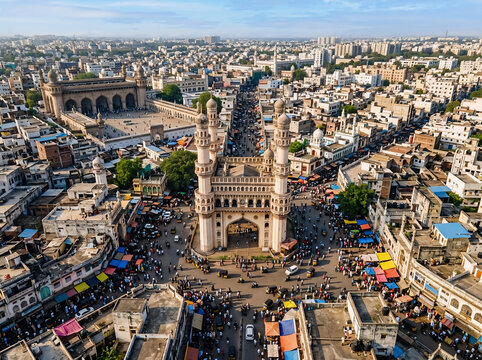 aerial view of charminar hyderabad india