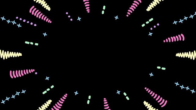 Cute Doodle Radial Lines Background on Alpha Channel - pastel color