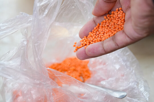 Masoor Dal (Red Lentils) Close-Up Background, Premium Quality Masoor Dal Macro Image