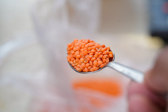 Masoor Dal (Red Lentils) Close-Up Background, Premium Quality Masoor Dal Macro Image