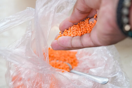 Masoor Dal (Red Lentils) Close-Up Background, Premium Quality Masoor Dal Macro Image