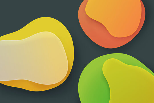 abstract organic colorful shapes on dark back
