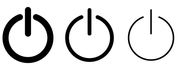 Set of power icons, symbols for on/off, startup, and shutdown of devices. Vector illustration, © Viktoriia