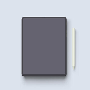 modern tablet with stylus in realistic design
