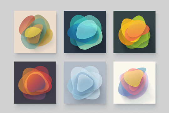 vibrant colors abstract modern posters in set