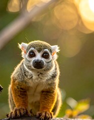 Fototapeta premium Ring-tailed Lemur Standing on Branch in Forest.
