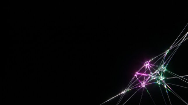 Premium minimalist website backdrop: clean black negative space accented by a sophisticated asymmetrical synapse graphic.