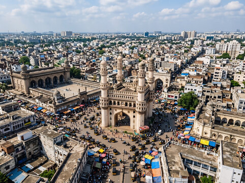 aerial view of charminar hyderabad india
