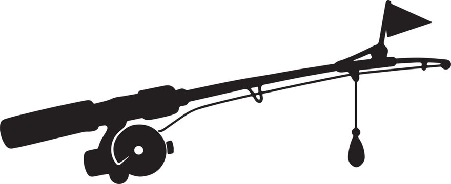 Fishing rod with reel and lure illustration