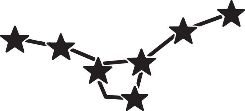 Black star constellation with connecting lines