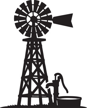 Windmill pumping water from well