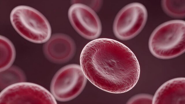 AI Generation: Red blood cells under an ultra-high magnification microscope.