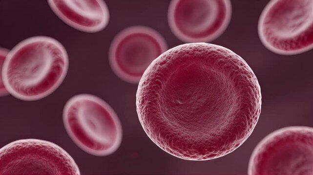 AI-generated: Close-up of red blood cells that are visible under extreme microscope zoom.