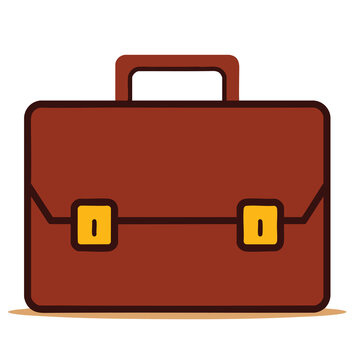 Minimalist brown leather briefcase icon for professional business concept.