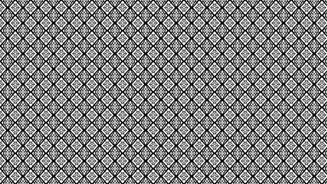 幾何学的な菱形モノグラムのシームレスパターン（黒白・モダン・和モダン・背景素材）：Geometric diamond monogram seamless pattern. Black and white modern background texture.