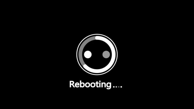 Minimal Circular Progress Bar Animation &ndash; Rebooting UI Sequence animated video icon on black background.