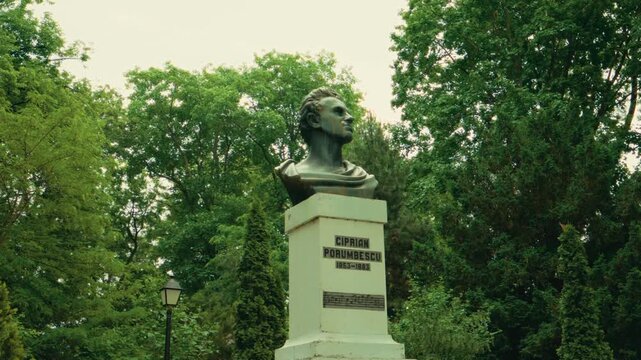 Ciprian Porumbescu Monument Bust in Park