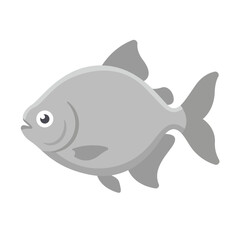 Fototapeta premium Silver Dollar Fish Clipart Flat Vector Logo Illustration
