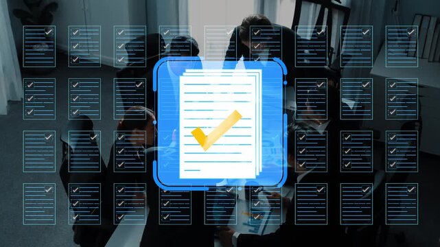 Business Team Collaborating on Document Review and Approval Process with Digital Checkmark Concept for Professional Workflow Optimization. Entropy.